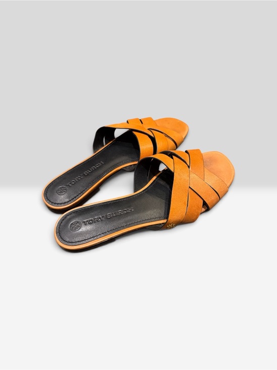 Shoes - Tory Burch Women's Tan Leather Slide Mules